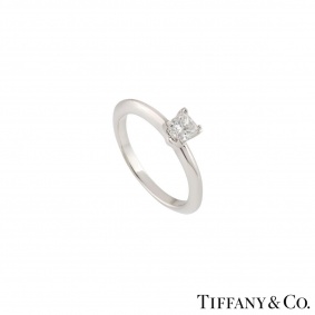 Tiffany & Co. Platinum Princess Cut Diamond Ring 0.34ct E/VVS1